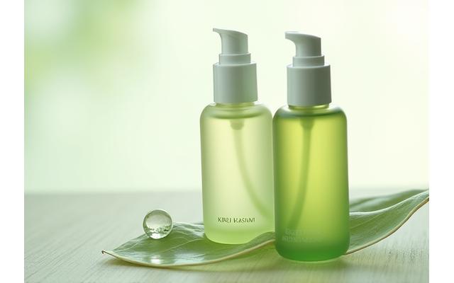 ナチュラルな化粧水と美容液のボトル